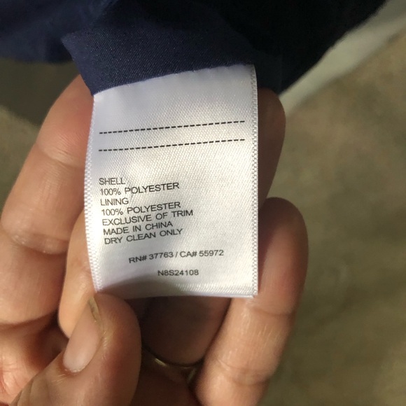 Laundry by Shelly Segal navy dress with tie neckline and shear sleeves - Picture 7 of 12